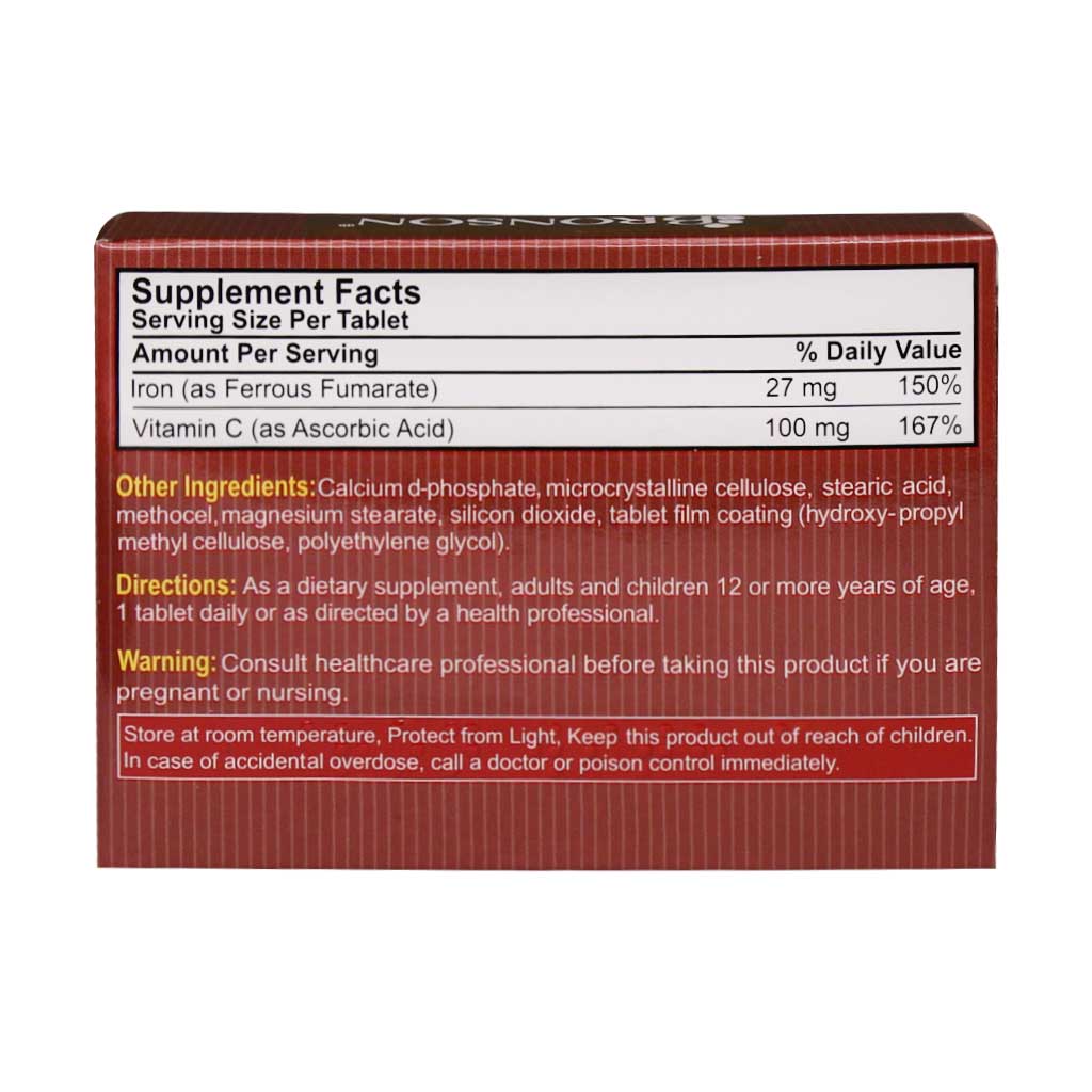 قرص پیوسته رهش آهن با ویتامین C برونسون 30 عددی
