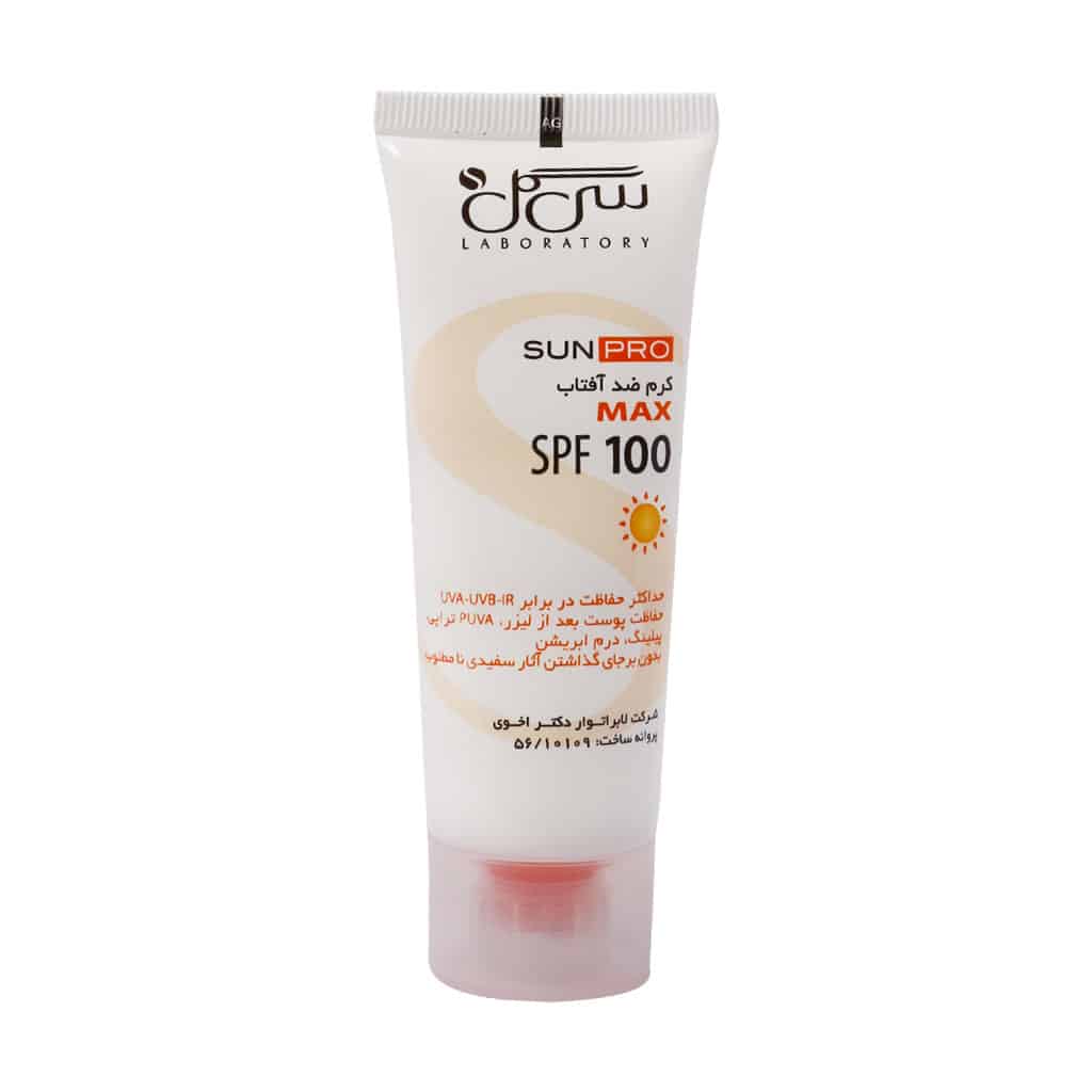 کرم ضد آفتاب بی رنگ SPF100 مدل Max سی گل 40 میلی لیتری