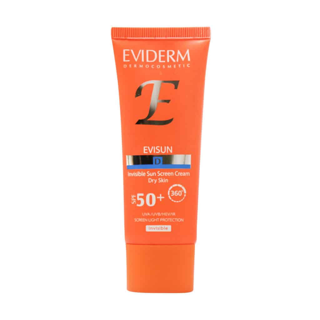 کرم ضد آفتاب بی رنگ پوست خشک مدل Evisun D با SPF50 اویدرم 40 میلی لیتری