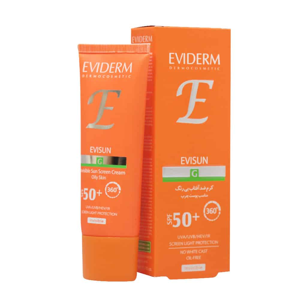 کرم ضد آفتاب بژ طبیعی پوست چرب مدل Evisun G با SPF 50 اویدرم شماره 2