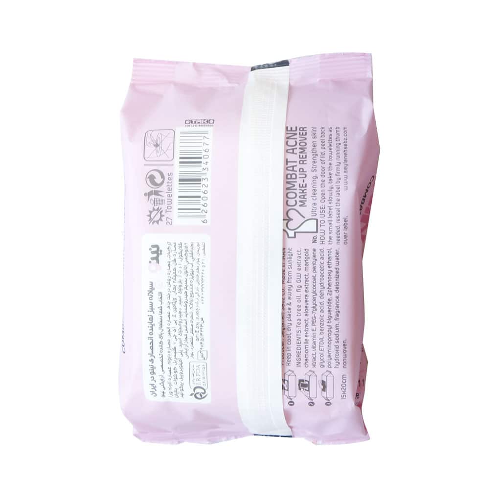 دستمال مرطوب آرایشی ضد آکنه نینو 27 عددی