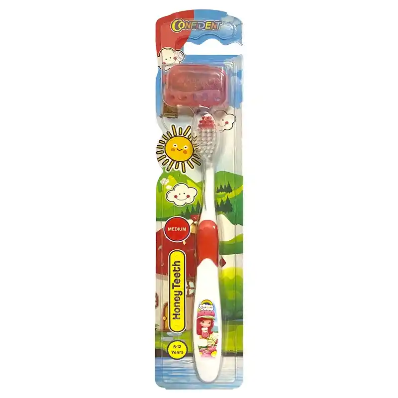 مسواک کودک برس متوسط مدل Honey Teeth White کانفیدنت
