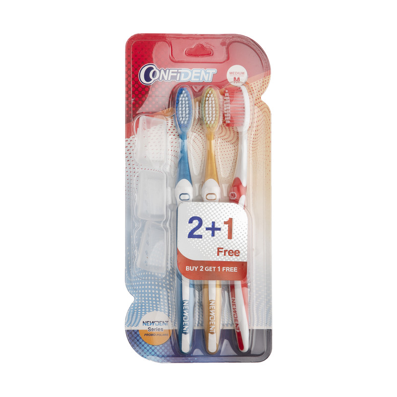 مسواک برس متوسط مدل promo Polaris کانفیدنت 3 عددی