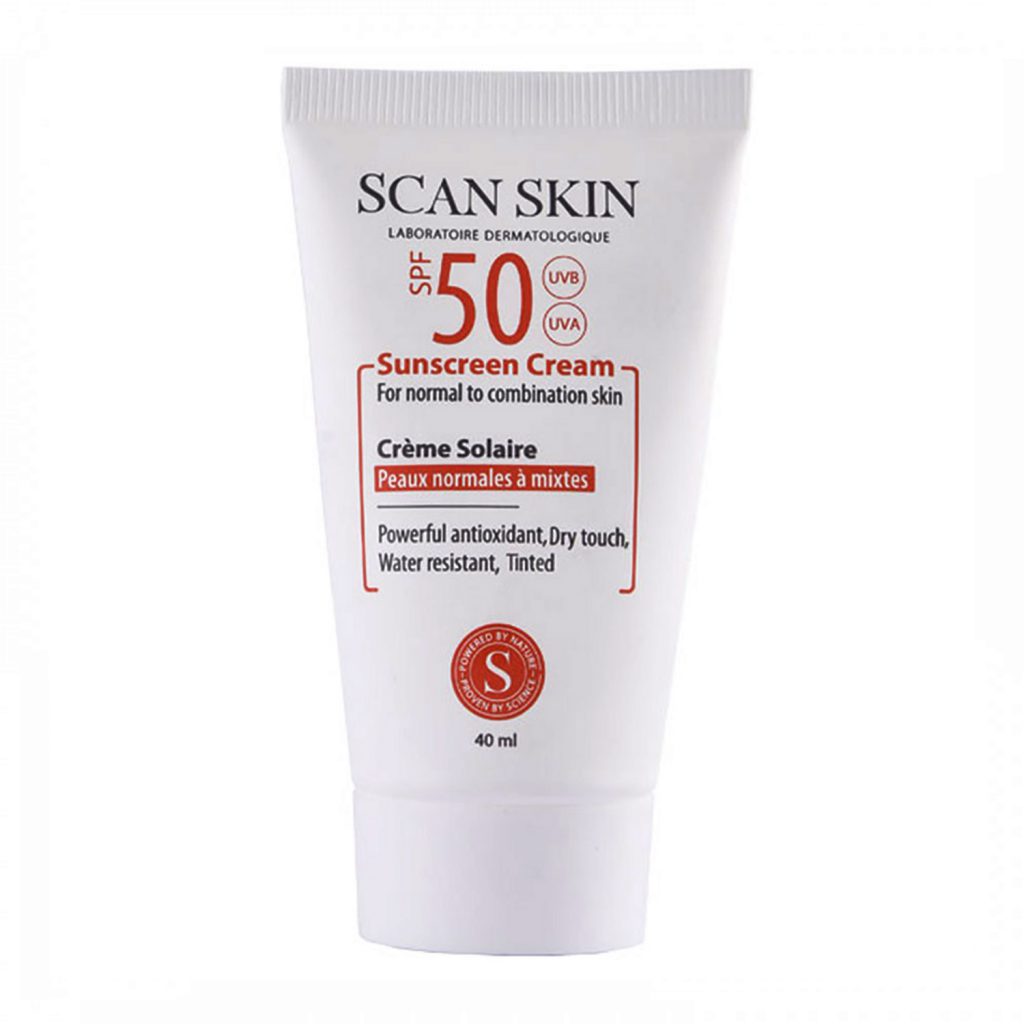 کرم ضد آفتاب رنگی پوست معمولی تا مختلط SPF50 اسکن اسکین 40 میلی لیتری