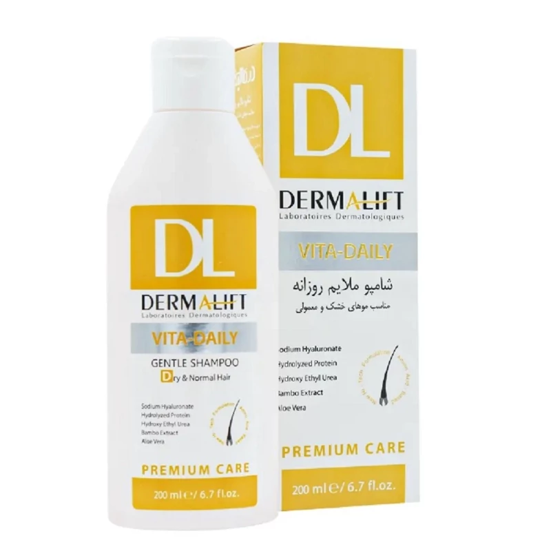 شامپو ملایم روزانه درمالیفت برای موهای خشک و معمولی 200 میلی‌لیتر