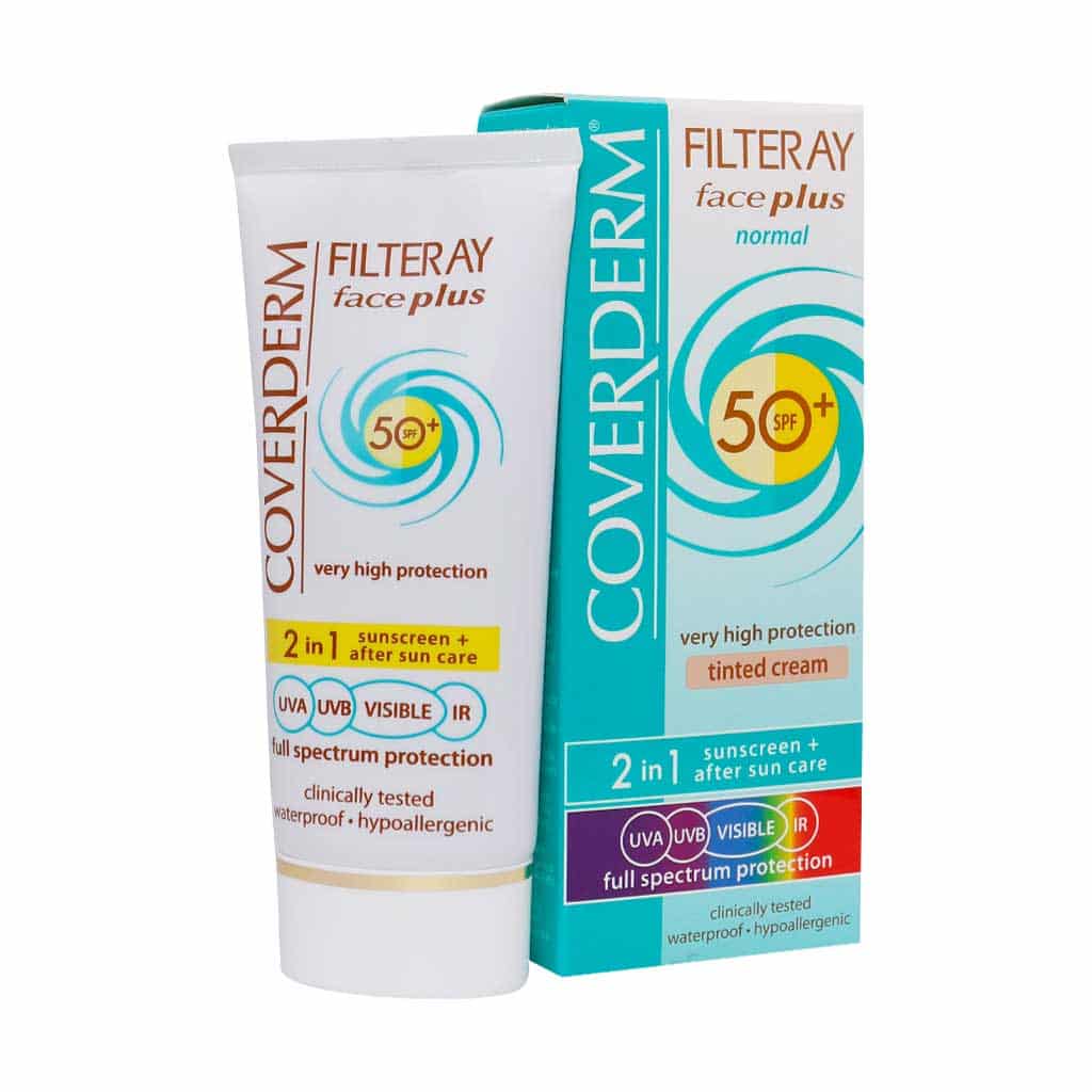 کرم ضد آفتاب قهوه ای روشن پوست خشک و حساس مدل Face Plus با SPF50 کاوردرم 50 میلی لیتری