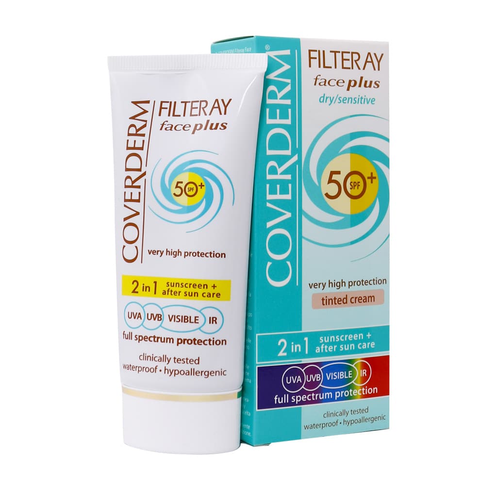 کرم ضد آفتاب قهوه ای روشن پوست خشک و حساس مدل Face Plus با SPF50 کاوردرم 50 میلی لیتری