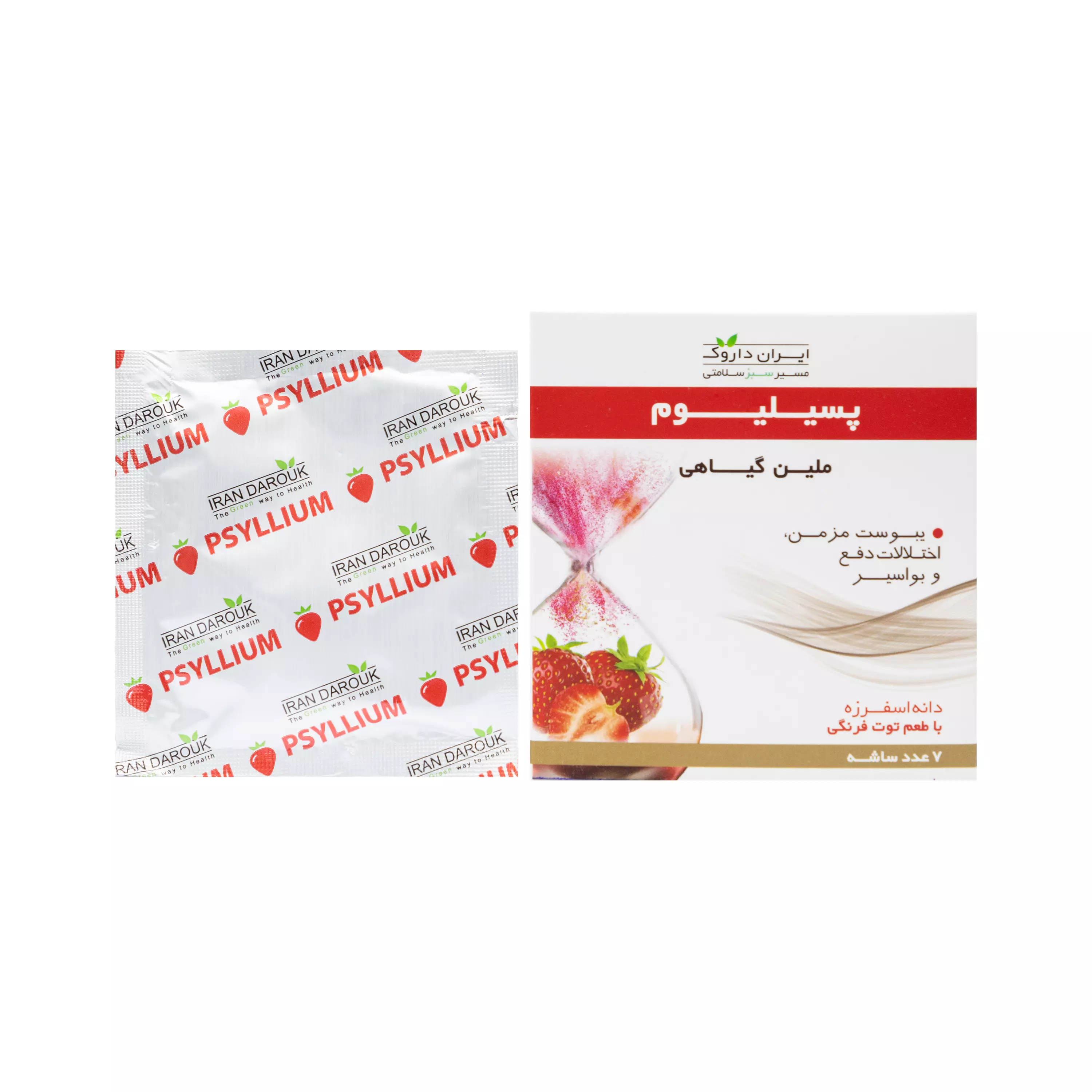پودر ساشه پسیلیوم توت فرنگی ایران داروک 7 عددی