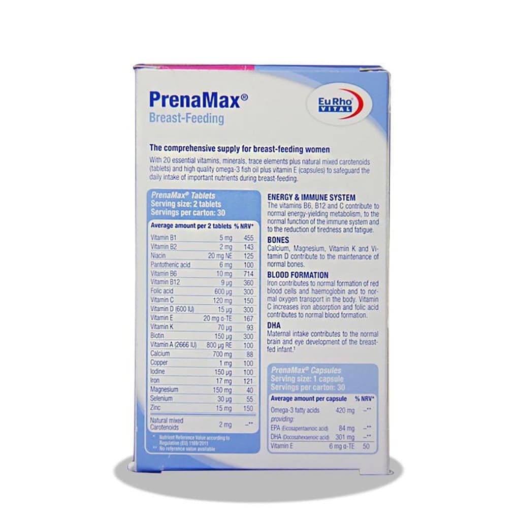 قرص و کپسول پرینامکس برست فیدینگ یوروویتال 90 عددی