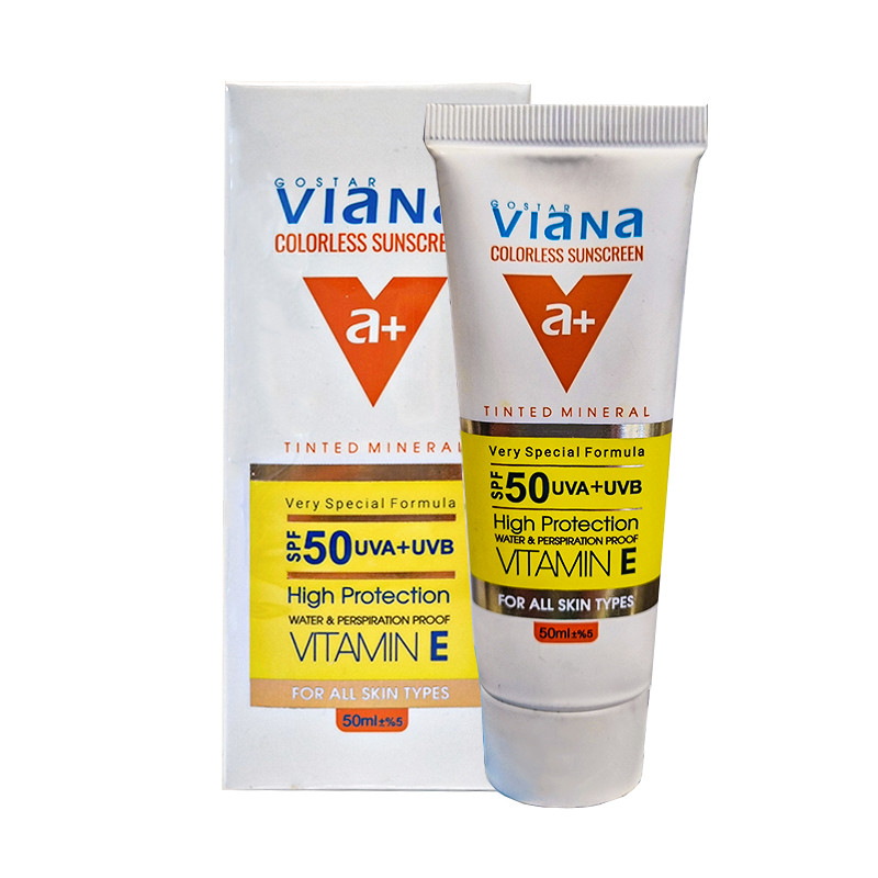 کرم ضد آفتاب بی رنگ ویانا SPF 50 فاقد چربی 50 میلی‌لیتر