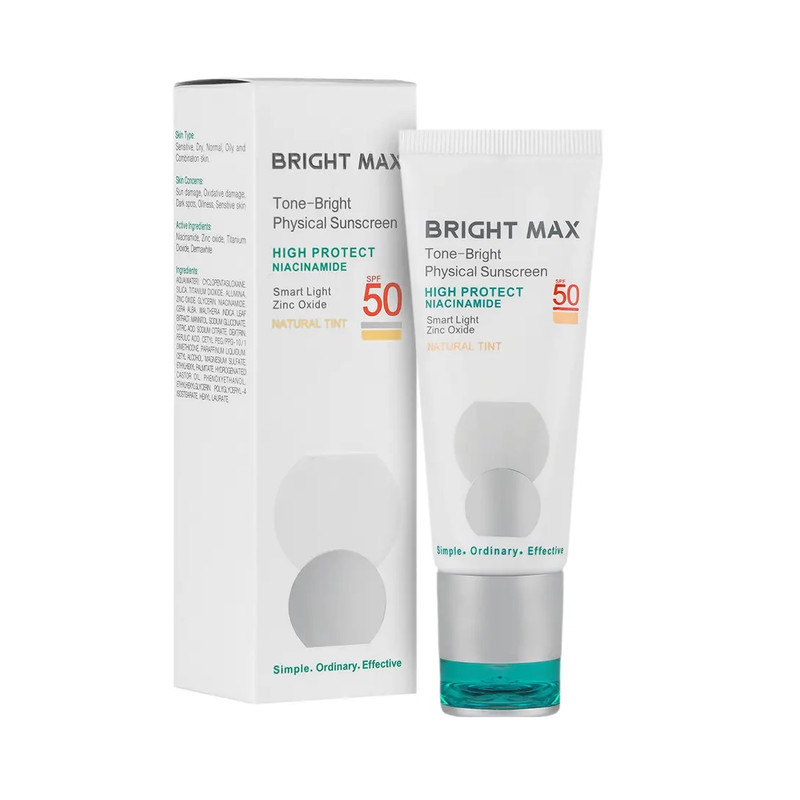 ضد آفتاب فیزیکی برايت مکس SPF 50 تن برايت 40 میلی‌لیتر
