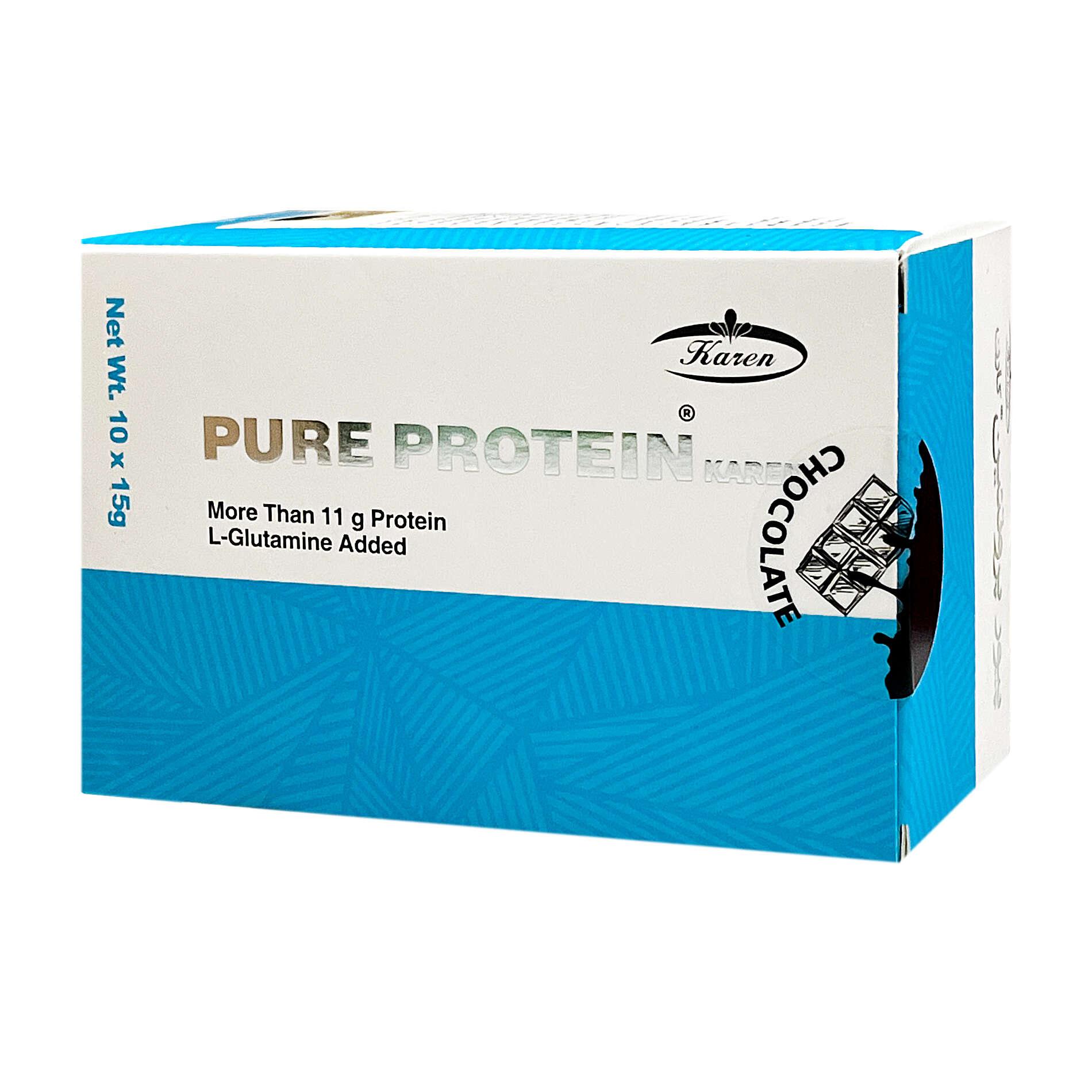 پودر پیور پروتئین و گلوتامین شکلاتی کارن 10 عددی