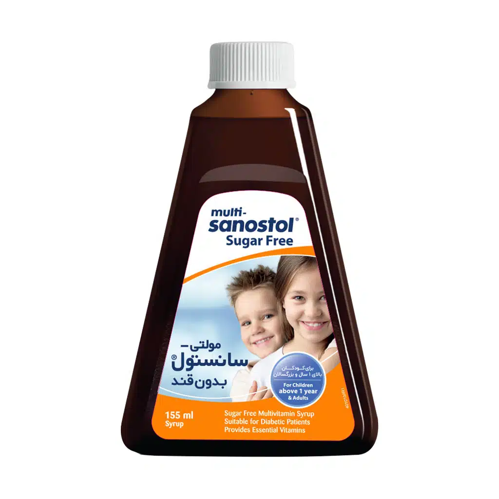 شربت مولتی ویتامین بدون قند مولتی سانستول 155 میلی لیتری