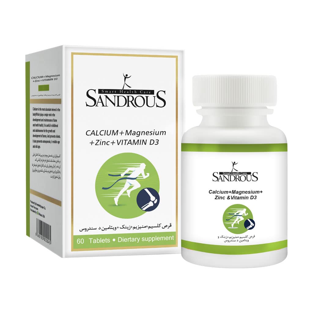 قرص کلسیم منیزیم زینک ویتامین D سندروس 60 عددی