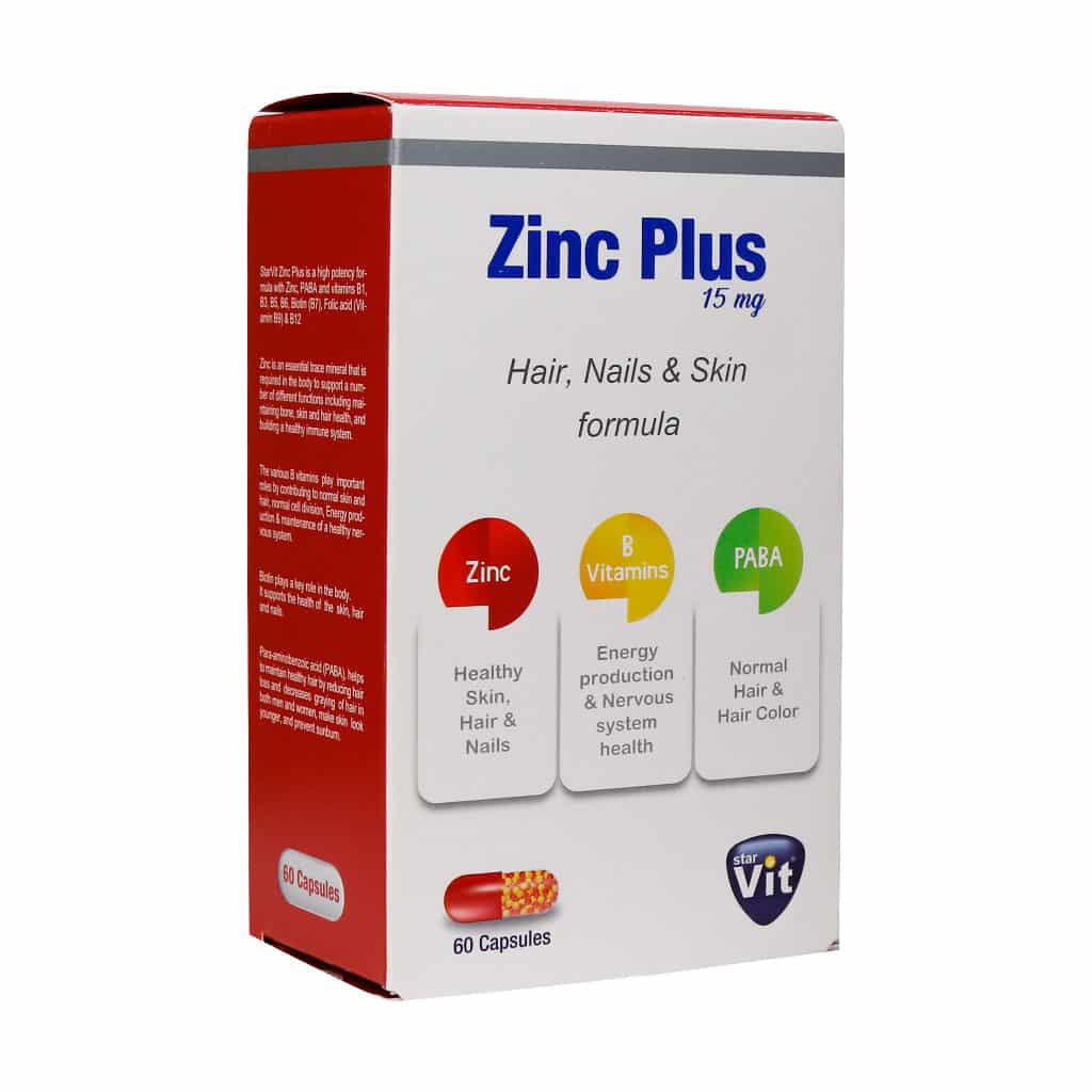 کپسول زینک پلاس 15 میلی گرمی آهسته رهش استار ویت 60 عددی