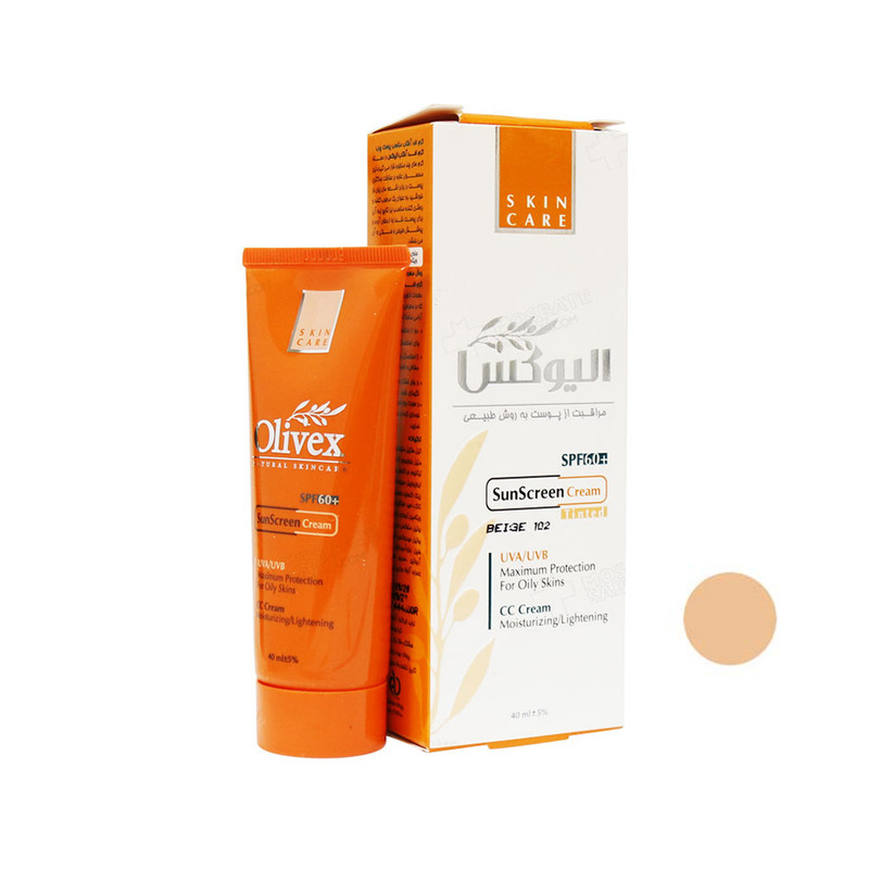سی سی کرم ضد آفتاب بژ پوست چرب SPF60 الیوکس شماره 102