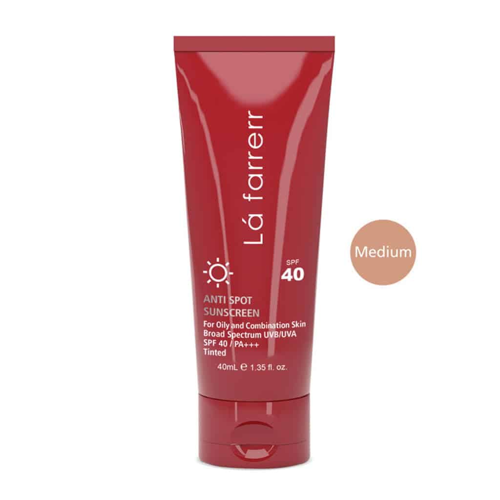 کرم ضد آفتاب و ضد لک رنگی متوسط پوست چرب SPF40 لافارر 40 میلی لیتری