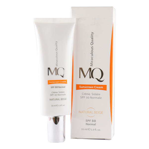 کرم ضد آفتاب بژ طبیعی پوست خشک و نرمال SPF50 ام کیو 55 میلی لیتری
