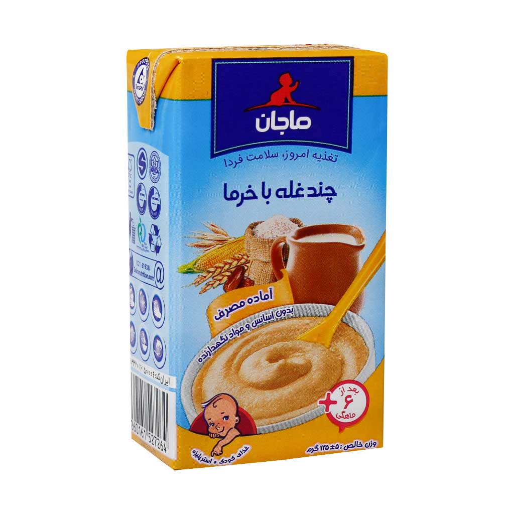 غذای کودک پوره چند غله با خرما ماجان کاله 135 گرمی