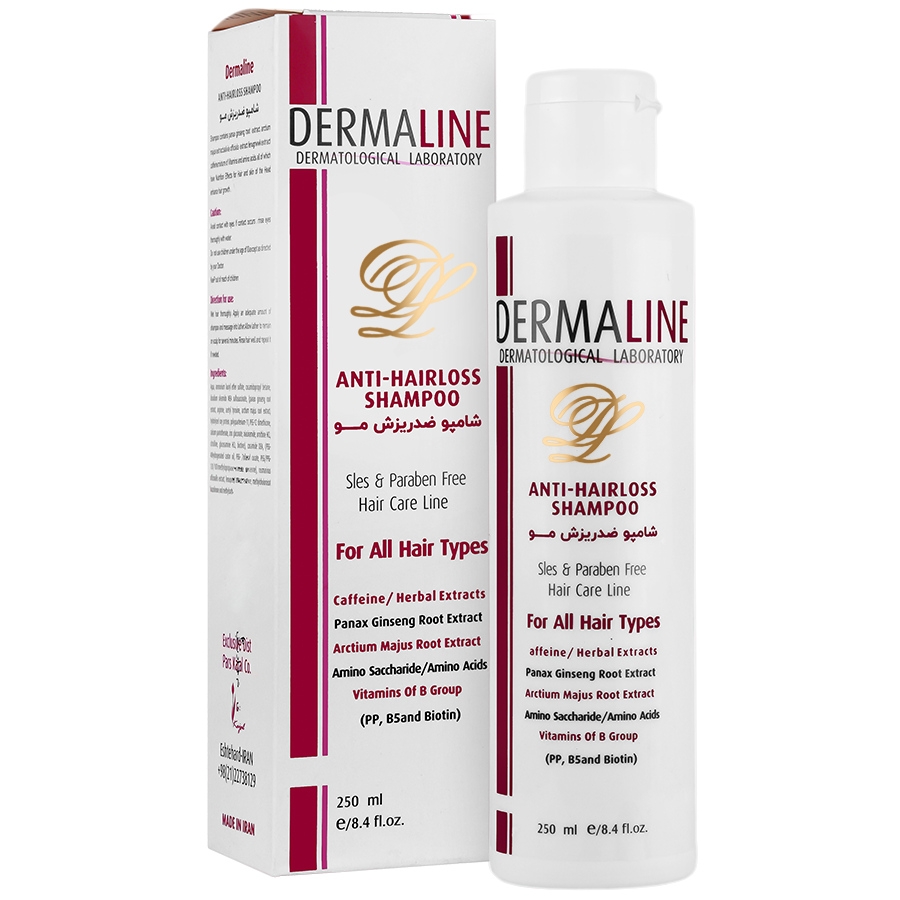 شامپو ضد ریزش مو درمالاین ۲۵۰ میلی لیتری